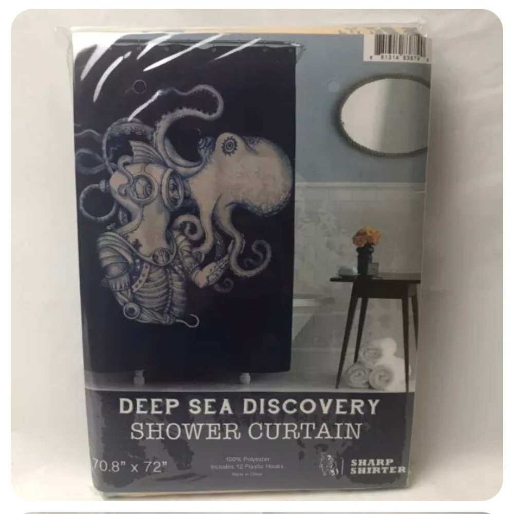 Sharp Shirter Shower Curtain Deep Sea Discovery Octopus With Hooks